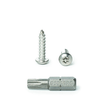 #14 x 1” Button Head Torx Security Sheet Metal Screws, Includes bit, 18-8 Stainless Steel Tamper Resistant