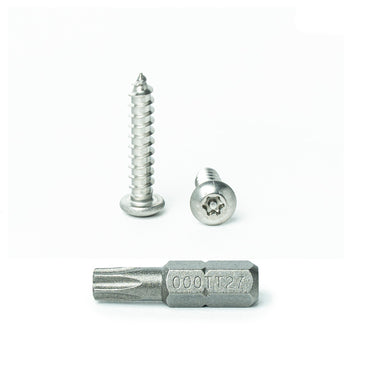 #14 x 1-1/4” Button Head Torx Security Sheet Metal Screws, Includes bit, 18-8 Stainless Steel Tamper Resistant