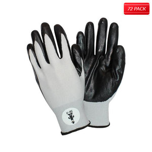 Black/Gray Coated Knit Gloves (72 Pairs)