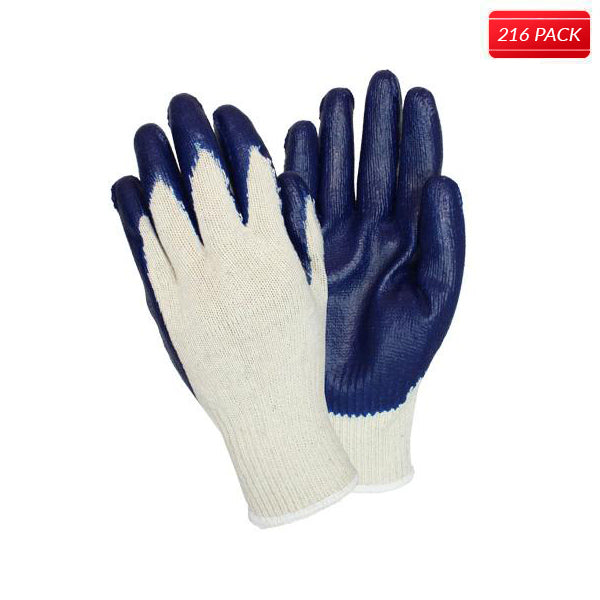 Blue / Natural Coated Knit Gloves (216 Pairs)