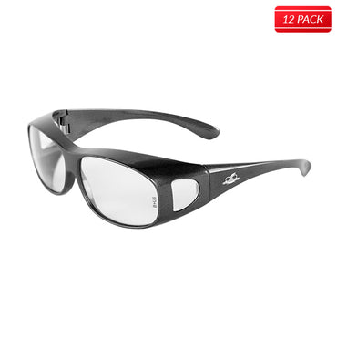 Bullhead BH291 Over-the-Glass Safety Glasses - Shiny Pearl Gray Frame - Clear Lens 12 pack - Bridge Fasteners