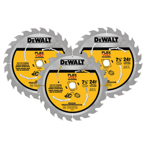 DEWALT 7.250 24T Framing Saw Blade Black (3-Pack) - Bridge Fasteners