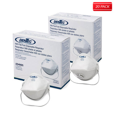 Dentec Safety - N95 Flat-Fold Disposable Respirators, 20 per Box - Bridge Fasteners