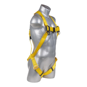Construction Safety Harness 3 Point Pass-Thru Legs, Back D-Ring, Yellow - Defender Safety Products