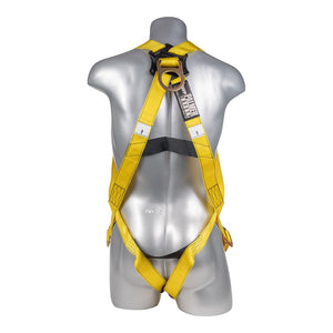 Construction Safety Harness 3 Point Pass-Thru Legs, Back D-Ring, Yellow - Defender Safety Products