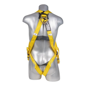 Construction Safety Harness 3 Point, Grommet Legs, Back D-Ring, Yellow - Defender Safety Products