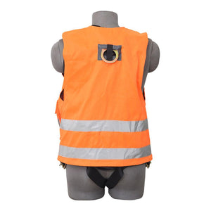 Construction Safety Harness/Vest Combo 3 Point, Grommet Legs, Back D-Ring, Orange - Defender Safety Products