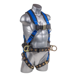 Construction Safety Harness 5 Point, Back Padded, QCB Chest, Grommet Legs, - Defender Safety Products