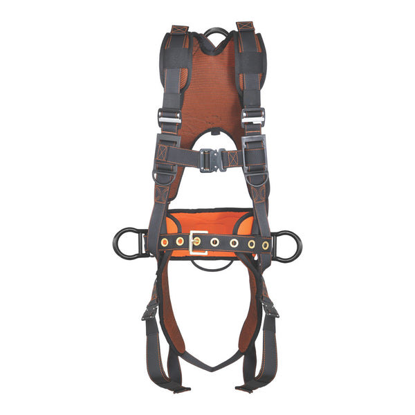 PALMER SAFETY HARNESS 5PT., QCB, PADDED BACK & LEG, BACK D-RING, SIDE D-RING WITH POSITIONING BELT, BLACK COLOR - Bridge Fasteners