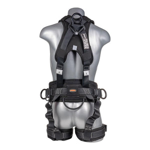 Construction Safety Harness 5 Point, QCB, Padded Back & Leg, Back/Side D-Rings, Positioning Belt, Dual Front D-Rings - Defender Safety Products