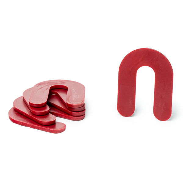 1/8" x 1-1/2" x 2" Plastic Shims Structural Horseshoe U Shaped, Tile Spacers, Red, 100/1000