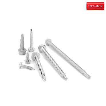 #12-24 x 1-1/4" Drilit® Heavy Duty Self Drilling Screws with 5/16" Hex Washer Head - #4.5 Point
