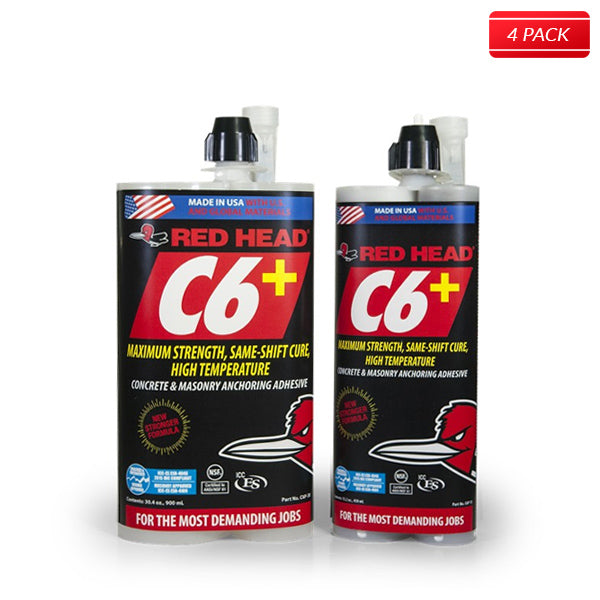 ITW Red Head C6+ 30oz Adhesive Cartridge Case of 4 - Bridge Fasteners