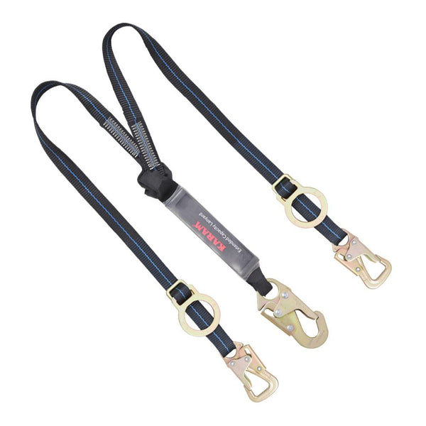6 ft. Double leg tie back Shock-Sorb™ lanyard with a small ¾” hook - Defender Safety Products