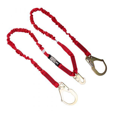 Construction Safety Double Lanyard 6ft. Shock Absorber,Rebar Hooks, Double Leg L112211