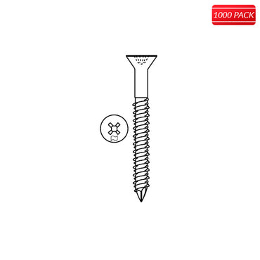 ELCO UltraCon Concrete Screws: 3/16 x 3-1/4, Flat Head, Silver Stalgard Finish, Box of 1000