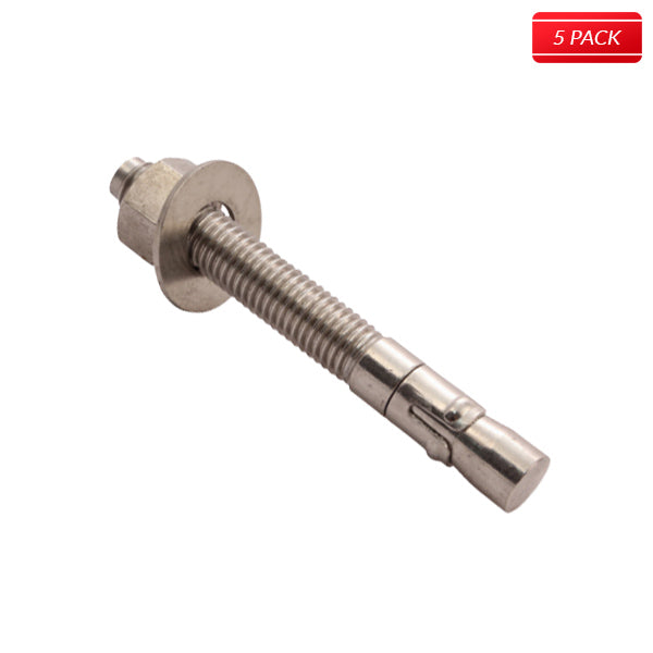 Wej-IT 1 x 6" Wej-IT Ankr-TITE Wedge Anchors - 304 Stainless Steel (5 Qty.)