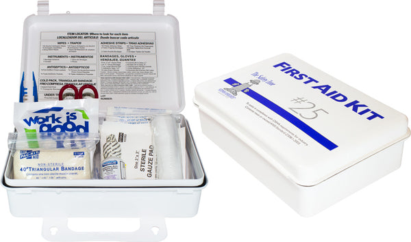 25 Person Plastic First Aid Kit with Wall Mountable Handle - Bridge Fasteners